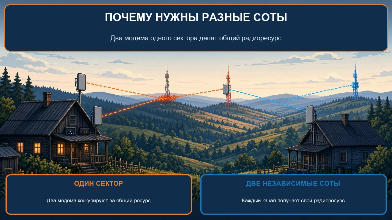 Одна сота и две разные вышки